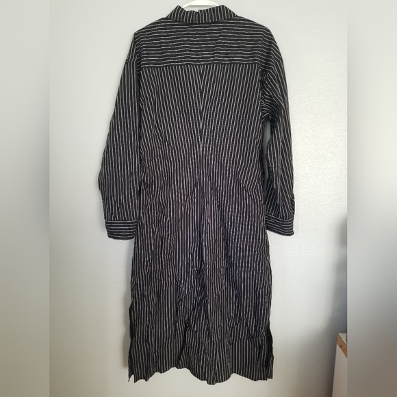Women's Versatile Long Sleeve Midi Shirtdress - A New Day Black/White Striped XL - Picture 7 of 7